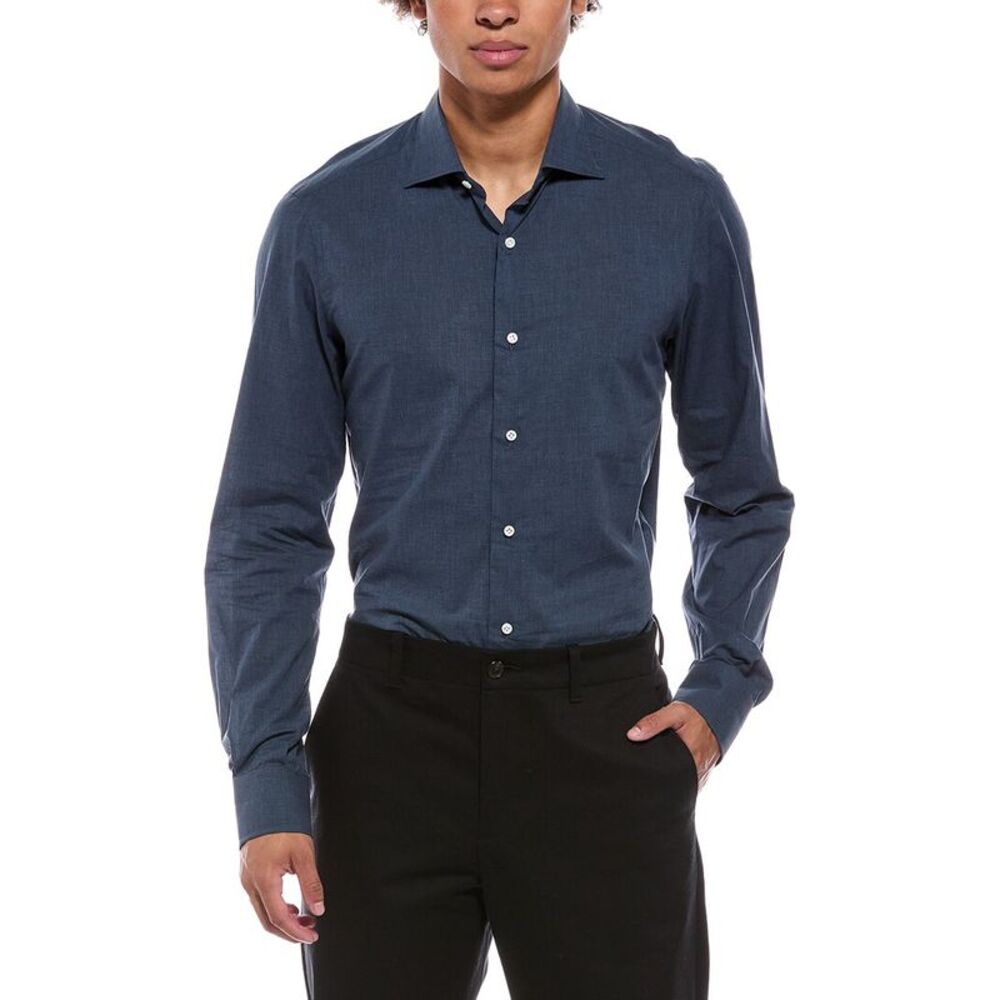 Isaia Mens  Dress Shirt, Blue